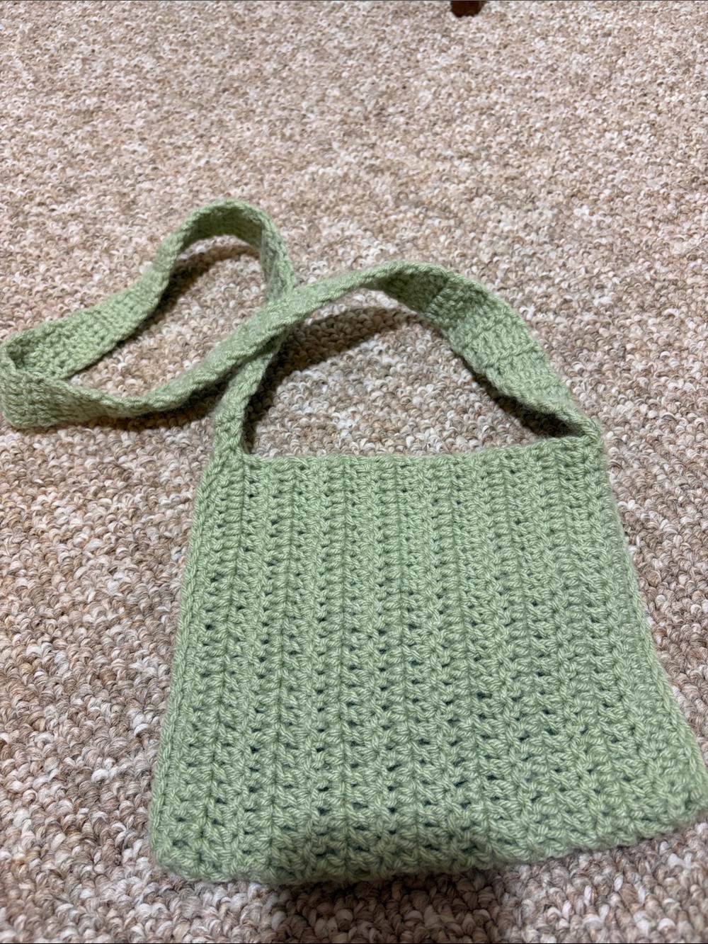 Handmade Crocheted Light Green Flower Shoulder Bag - Picture 3 of 3